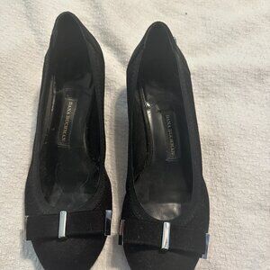 Dana Buckman wedge black heels, womens 8